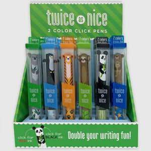 Twice as Nice Cute Creatures 2 Color Click Pens