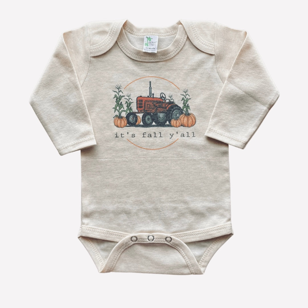 It's Fall Y'all Tractor Long-Sleeve Onesie/Shirt