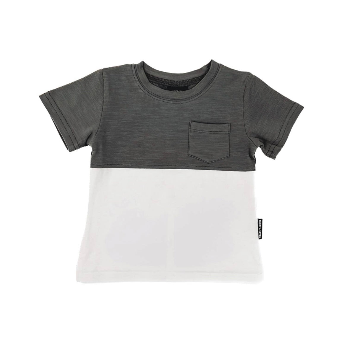 Front view of 97 Design Company Charcoal Pocket Tee