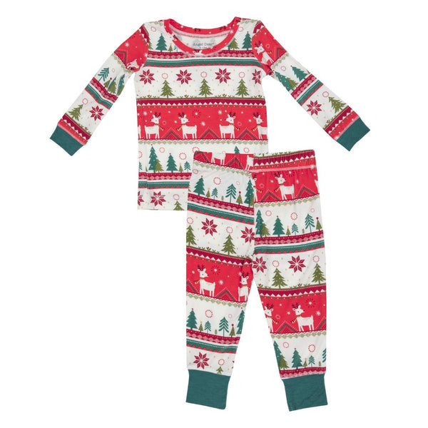 Mae Women's Sleepwear Thermal Pajama Set: Reindeer Fair Isle